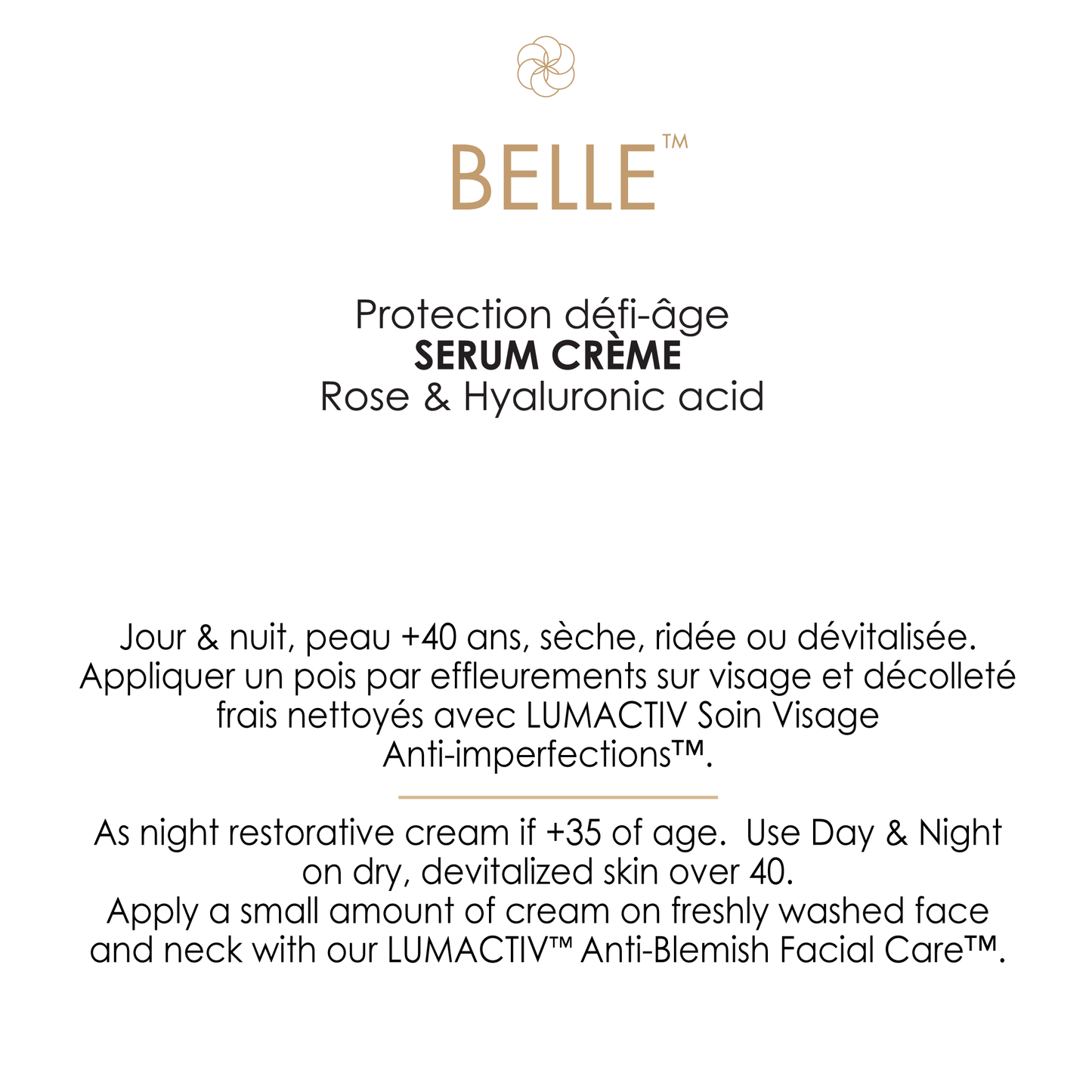 BELLE Crème Restauratrice   Hydratante Défi-âge™  1fl.oz / 30ml