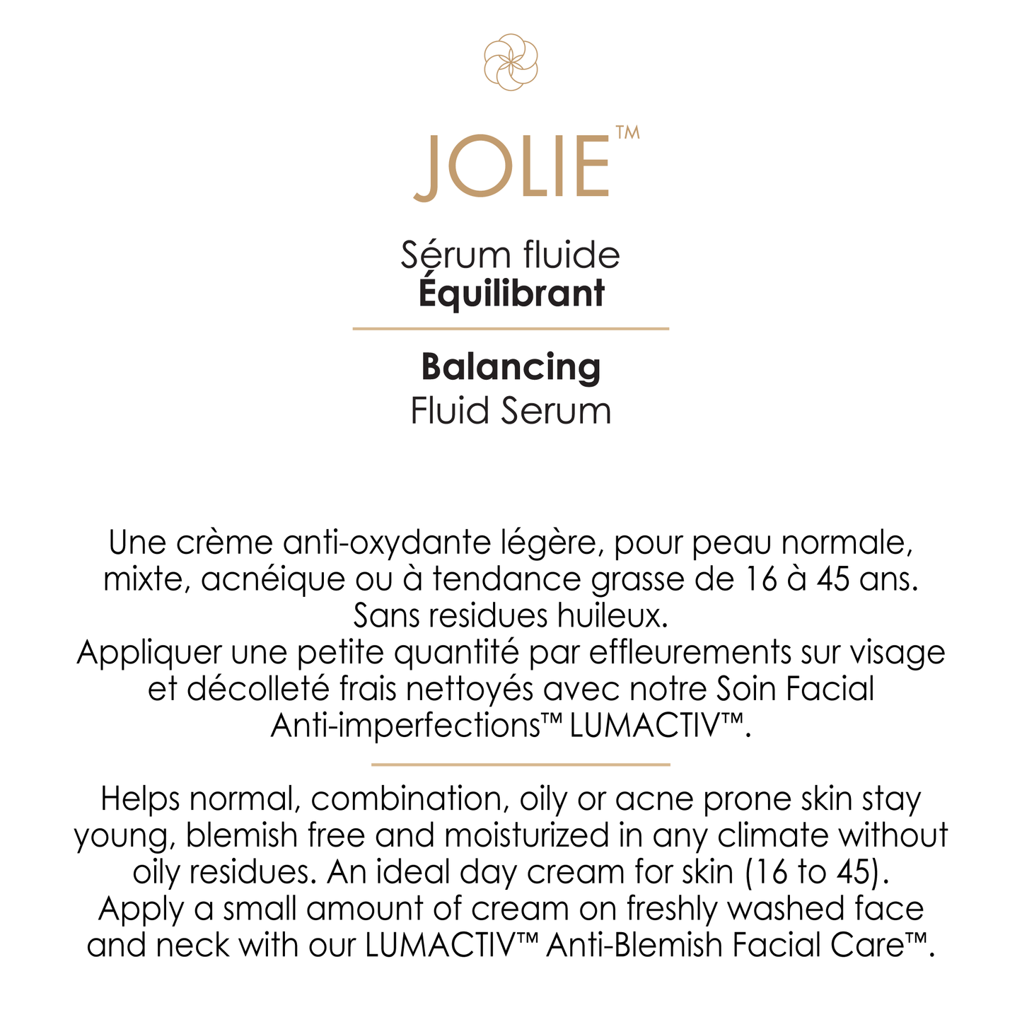 JOLIE™  Crème de Jour Équilibrante Fraîcheur  1fl.oz / 30ml